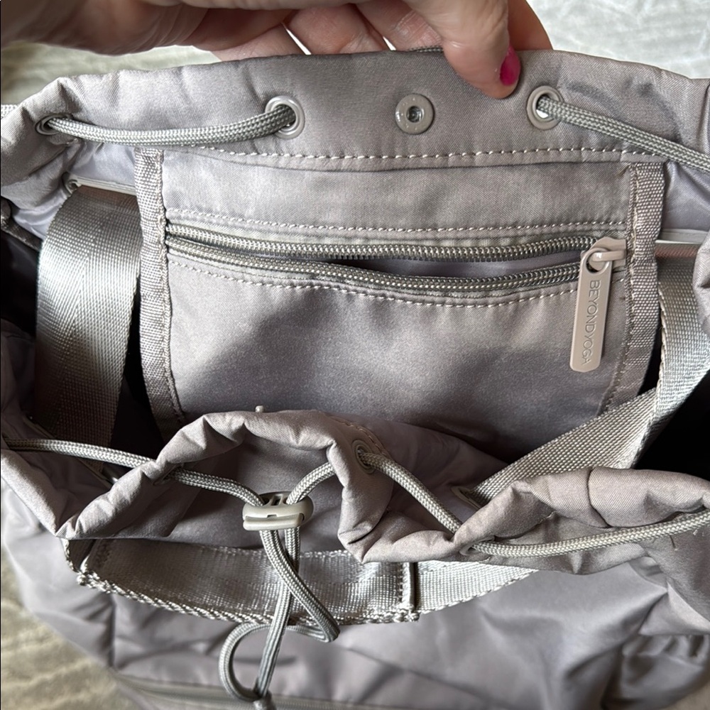 Beyond Yoga Gray Backpack with Playful Design - Picture 5 of 6